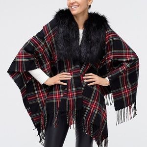 J.Crew Tartan Faux Fur Cape NWT — Orig. $90